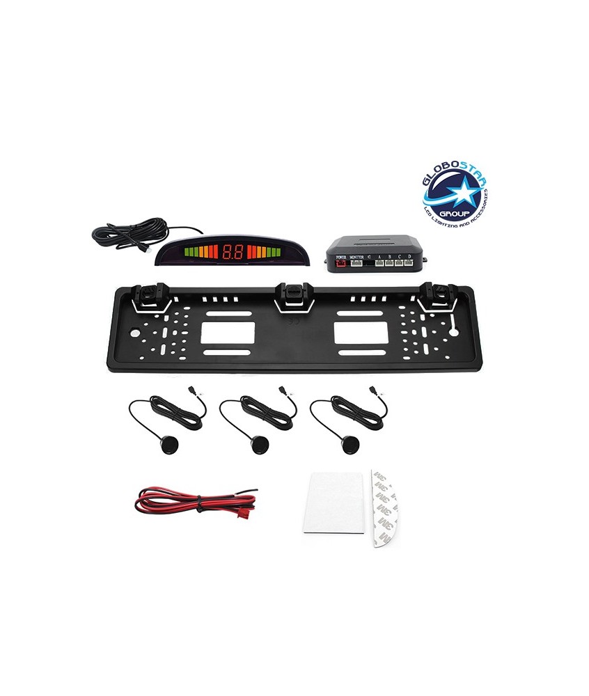 Συστημα Παρκαρισματος σε Πλαισιο Πινακιδας με 3 Αισθητηρες & Οθονη LED GloboStar 77351